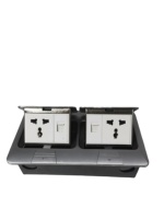 Prise de sol double argentée IP44 10A avec 2 prises universelles + 2 ports RJ45 en aluminium encastrable pour bureau et hôtel