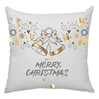 Housse de coussin décorative personnalisée avec estampage dorée, motifs feuilles, animaux, pois, flocons de neige, Joyeux Noël
