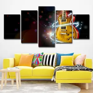 Grupo de instrumentos musicais guitarra emoldurado moderno impressão em tela cartaz arte para decoração de parede de sala