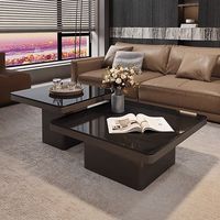 Table basse modulaire carrée durable de style italien, surface en dalle de pierre, pour petits appartements, style moderne minimaliste