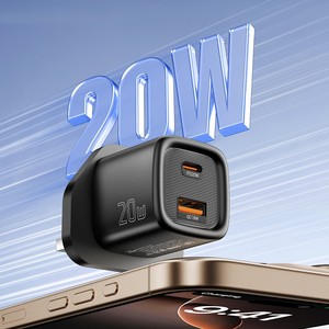 Caricabatterie da Viaggio ESSAGER 20W con Doppia Porta USB-<span class=keywords><strong>A</strong></span> + Type-C PD, Ricarica Rapida, Compatto, Controllo Intelligente della Temperatura - Bianco / Spina UK - Product Image 5