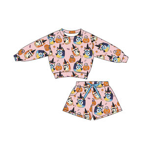 Ensemble de sweat à capuche et short pour quatre filles: Mickey Cookies, Bluey Cartoon, Halloween <span class=keywords><strong>Stitch</strong></span>, Pumpkin Bluey Pattern, Children's Fun IP - Product Image 4