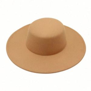 New <b>Flat</b> Top Wide Brim Polyester/Cotton Fedora Bowler <b>Hat</b> Jazz French Unisex Party Fishing Business Casual <b>Hats</b> Wholesale 2022 - Product Image 4