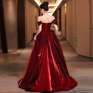 Vestido de Maternidad para Bodas, Vestido de Compromiso Rojo con Hombros Descubiertos, Vestido de <span class=keywords><strong>Ceremonia</strong></span> de Alta Gama para Mujeres Adultas, <span class=keywords><strong>Tallas</strong></span> <span class=keywords><strong>Grandes</strong></span> - Product Image 4