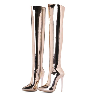 <b>Mirror</b> Patent Long Boots Women OverKnee Thigh High Boots Stiletto Shoes Winter Ladies Shiny PU High-heeled Boots Shoes - Product Image 3