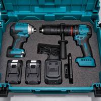 Ensemble d'outils électriques 6-en-1 sans balais, système de rangement double couche en boîte unique, comprenant scie, clé et perceuse, prix usine de gros