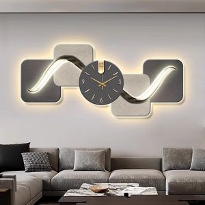 2024 mới sáng tạo dẫn ánh sáng đồng hồ tiên tiến cảm giác vải tường nghệ thuật Deco độc đáo trang trí nội thất tường sơn - Product Image 1