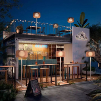 Restaurant conteneur à double étage homologué DOT ISO, 20FT 40FT, logo personnalisé, kiosque de restauration à deux étages avec équipement de cuisine complet