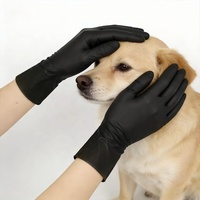 Gants médicaux en nitrile imperméables 4 mil, noirs, sans poudre, jetables, pour examen vétérinaire et soins des animaux