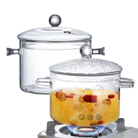 Marmites en verre borosilicate haute résistance, écologiques, au design minimaliste, à double anse, compatibles avec les cuisinières à gaz, pour la cuisson de soupes et de bouillons