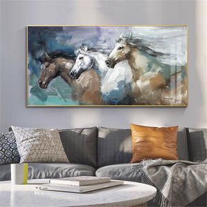 Peinture murale en porcelaine cristalline HD avec impression de paysage animalier, <span class=keywords><strong>7</strong></span> chevaux au galop, pour salon, vente en gros d'usine - Product Image 6