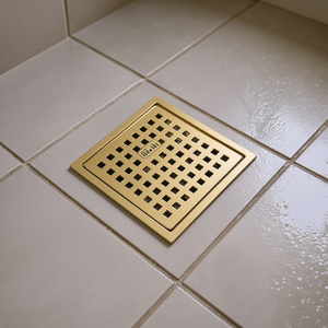 He-All - Desagüe de Ducha Cuadrado de 6 Pulgadas, Latón Pulido Anticorrosión, Diseño Moderno - Product Image 2