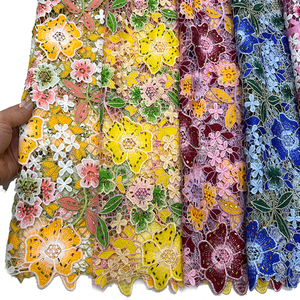 Tela de Encaje Soluble en Agua para Vestidos de Novia, con Cristales, <span class=keywords><strong>Guipur</strong></span>, Cordón, Alta Densidad de Cristales, Encaje Africano - Product Image 6