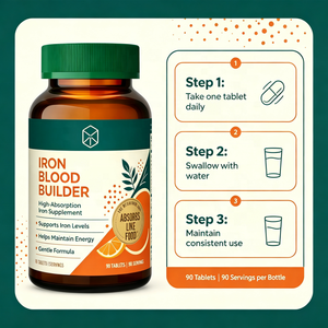 Comprimés de fer pour la croissance sanguine sous marque privée pour femmes et hommes, enrichis en <span class=keywords><strong>B12</strong></span>, acide folique et vitamine C pour stimuler l'absorption du fer, végétaliens, sans OGM, 30 comprimés - Product Image 3
