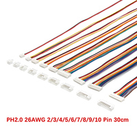 10set 2/3/4/5/6/7/8/9/10 Pin JST PH2.0 26AWG steker laki-laki perempuan dengan kabel konektor soket kawat