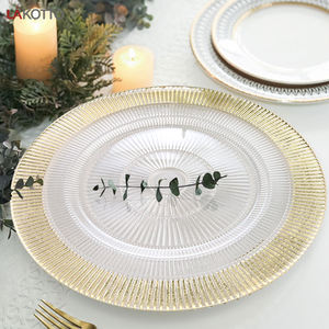 Platos de cena de boda para eventos, de lujo, de vidrio transparente dorado - Product Image 4