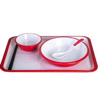 Assiettes et plats en mélamine colorés pour restauration rapide, assiettes à riz et plats à sauce, bols et vaisselle de dîner en gros