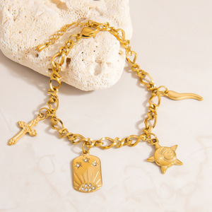 Pulsera de Acero de Titanio Estilo Europeo y Americano con Colgante de Estrella de Mar, Color Oro 18K, Serie Océano, Joyería Resort - Product Image 3
