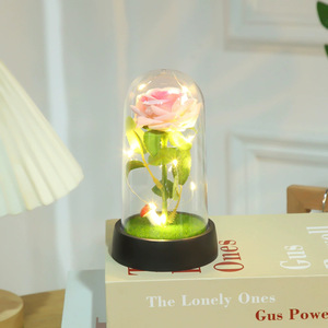 Ornement en verre en forme d'ange fait à la main, roses séchées, plantes préservées à LED, <span class=keywords><strong>fleur</strong></span> éternelle, Saint-Valentin, fête des mères, écologique - Product Image 3