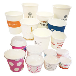 Custom Logo Printed Ice Cream Cup Frozen Yogurt Gelato Bowls 3/4/5/8/12/16OZ Disposable Single Wall Paper Cup With Lid And Spoon