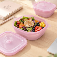 Conteneur alimentaire pliable en silicone de 1000 ml, boîte à lunch pliable, bol pliable avec couvercle pour le camping et les voyages
