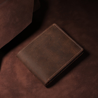 Dompet kulit sapi pria, Logo kustom memblokir RFID ramping pendek gaya bisnis kulit sapi mudah dibawa