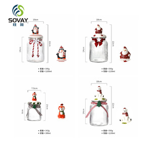 Pot en verre de Noël avec couvercle en céramique pour bonbons, biscuits, noix, boîte de rangement scellée pour collations, pot de conservation en verre de qualité alimentaire - Product Image 2