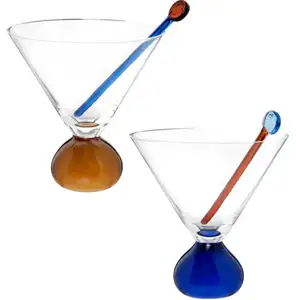도매 주문을 받아서 만들어진 높은 붕규산 칵테일 유리 컵 유리 제품 독특한 와인 마티니 칵테일 안경