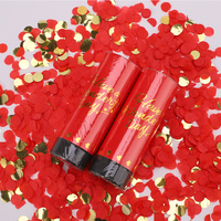 Poppers de fête jetables colorés 10CM avec effet confettis, capuchon noir et motif imprimé