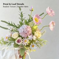 Petites fleurs artificielles en soie, style frais et raffiné, type chrysanthème boule et rose Yu Meiren, pour accessoires de photographie et décoration, bouquet simulé