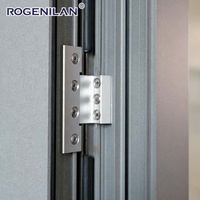 ROGENILAN Porte battante extérieure moderne en aluminium étanche à double vitrage, portes à battants en verre trempé pour maisons