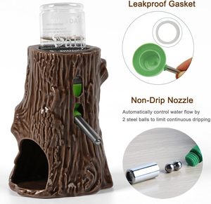 Glass <strong>Tank</strong> 3-in-1 Adjustable Gerbil Stand Holder Chew Proof Ceramic Dispenser for Dwarf Syrian <strong>Hamster</strong> Mice Rat Water Bottle - Product Image 2