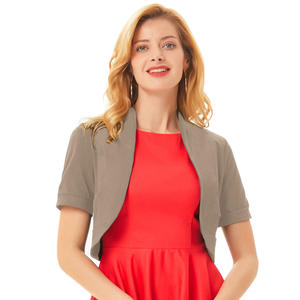 OEM נשים קצר שרוול קפלים צדדים כותנה לבן כלה בולרו - Product Image 2