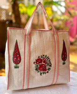 Sac fourre-tout en coton pour femme avec fermeture éclair, grande capacité, élégant sac à bandoulière pour la plage, les voyages et le shopping - Product Image 1