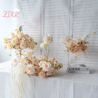 Europäische Rosa Champagner Seiden-Kallus-Lilien-Orchideen Künstliche Blumenkugel Hochzeitstisch-Dekorationen Party Quinceañera Dekorationen