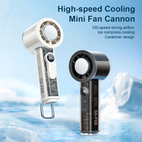 Ventilateur portable mini rechargeable moderne 3000 mAh avec réglage 100 vitesses, design transparent, ventilateur turbo personnel portatif à refroidissement par glace
