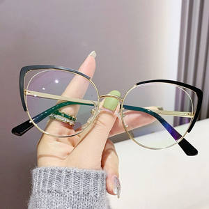 กรอบแว่นตาโลหะตาแมว2024กรอบแว่นสายตาสีฟ้าป้องกันแสงแว่นตา<span class=keywords><strong>ค</strong></span>อมพิวเตอร์กรอบแว่นตาสแตนเลสออกแบบโลโก้ได้ตามต้องการ - Product Image 5