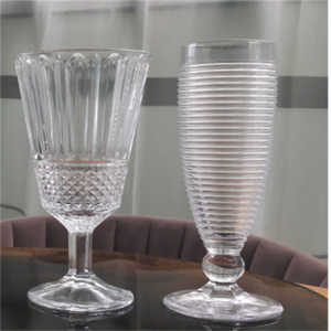 Elegant Machine Pressed Crystal Wine <b>Goblets</b> With Diamond Cut Base Bell Shaped Transparent <b>Glass</b> For Weddings Parties - Product Image 6