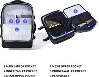 Sac à dos multifonctionnel Oxford imperméable antivol avec port USB et compartiment pour ordinateur portable à motif lettres