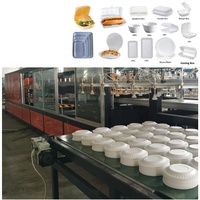 Machine de fabrication de boîtes à lunch, assiettes et plateaux jetables en mousse de polystyrène (PS) entièrement automatique, haute capacité, multifonctionnelle, à pompe à vide