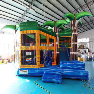 Castillo Inflable Temático Tropical 5 en 1, Tobogán Inflable para Niños, Casa de Brinco Combinada para Exteriores, Capacidad de 500 kg, 3 Años - Product Image 6