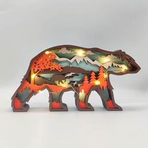 Adorno de Madera al por Mayor, Decoración Creativa para el Hogar y Escritorio, Ecológico, Nuevo, Tallado de Animales en Madera, Navidad, Dropshipping - Product Image 2