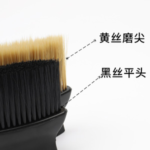 Brosse de nettoyage intérieur de voiture, tête plate noire, poils jaunes effilés, élimination de la poussière, usage domestique, manuelle, manche en PP, 115 mm - Product Image 1