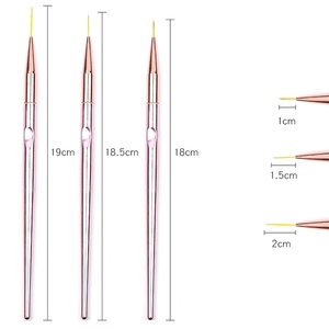 Juego de 3 pinceles para decoración de uñas con mango de plástico, diseño de rosas doradas, para gel UV, dibujo de flores y rayas - Product Image 6