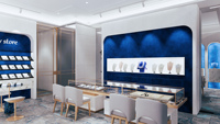 Vitrine de présentation de bijoux de luxe personnalisée pour centre commercial, avec éclairage LED, étanche, écologique, recyclable, durable, pour comptoir mural de bijouterie