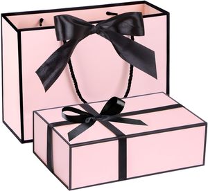 Boîte cadeau magnétique avec couvercles, rubans et sac cadeau pour les cadeaux, boîte cadeau rose avec ensemble de sacs pour femme, fille, elle, boîte pour anniversaire - Product Image 1