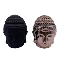 Pot à bougie en verre vide blanc mat/noir mat récipient en forme de tête de bouddha avec couvercle boîte à bougie