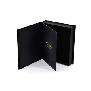 Caja Magnética de Regalo con Forma de <span class=keywords><strong>Libro</strong></span>, Negra, con Tapa Abatible, para Empaquetado de Productos Electrónicos, Estilo Vintage, Corporativa, de Lujo, con Logotipo Personalizado - Product Image 4