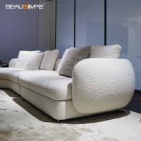 Canapé modulaire en cuir SAINT-GERMAIN en forme de L incurvé, trois places, convertible, extensible, haut de gamme pour salon