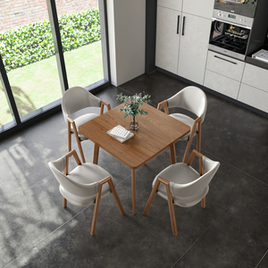 Ensemble <span class=keywords><strong>table</strong></span> et chaises de salle <span class=keywords><strong>à</strong></span> <span class=keywords><strong>manger</strong></span> moderne minimaliste en bois massif 4 places pour la maison Petits appartements Design carré - Product Image 5